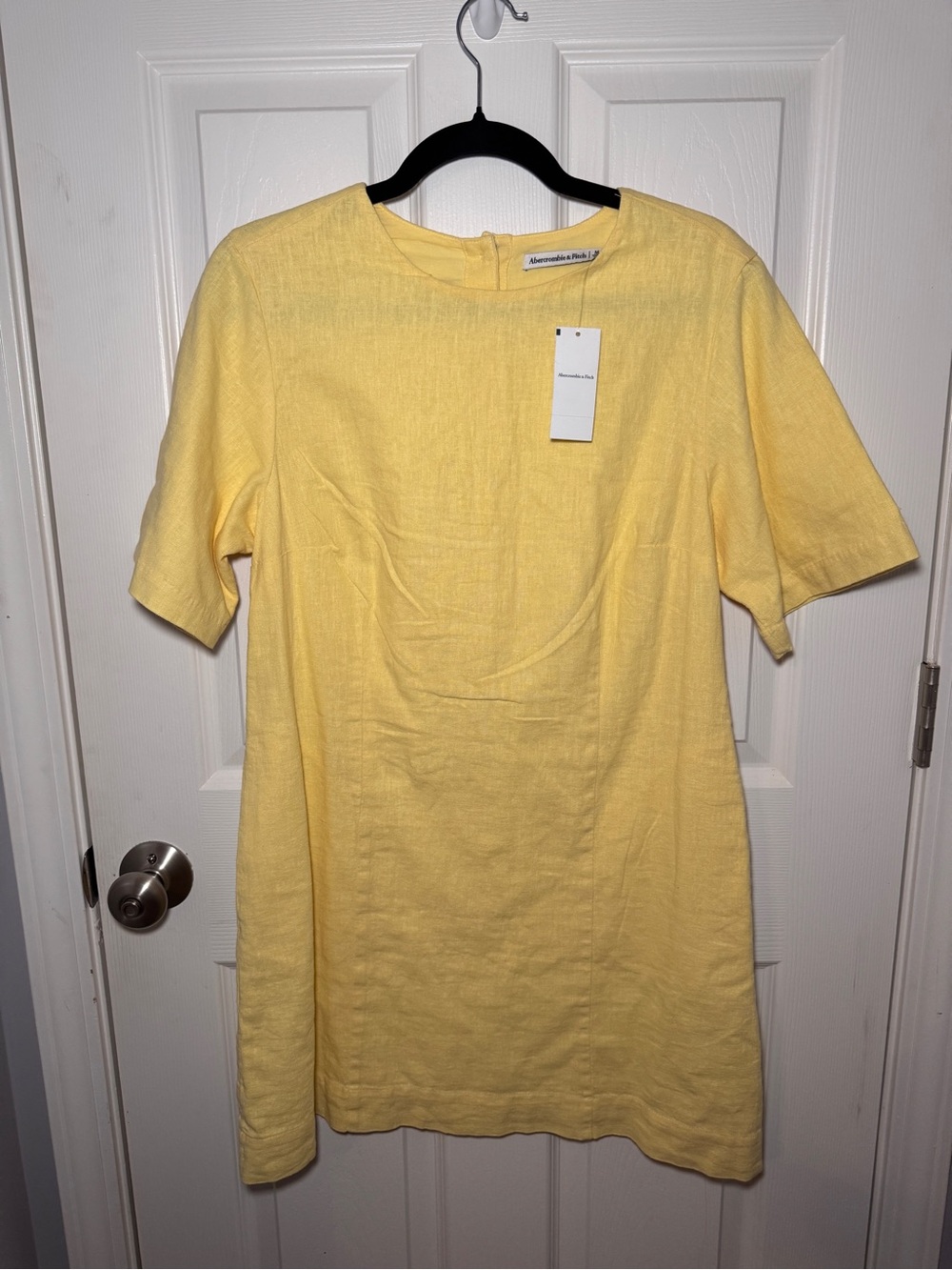 NWT Abercrombie & Fitch Butter Yellow Linen Blend Shift Dress